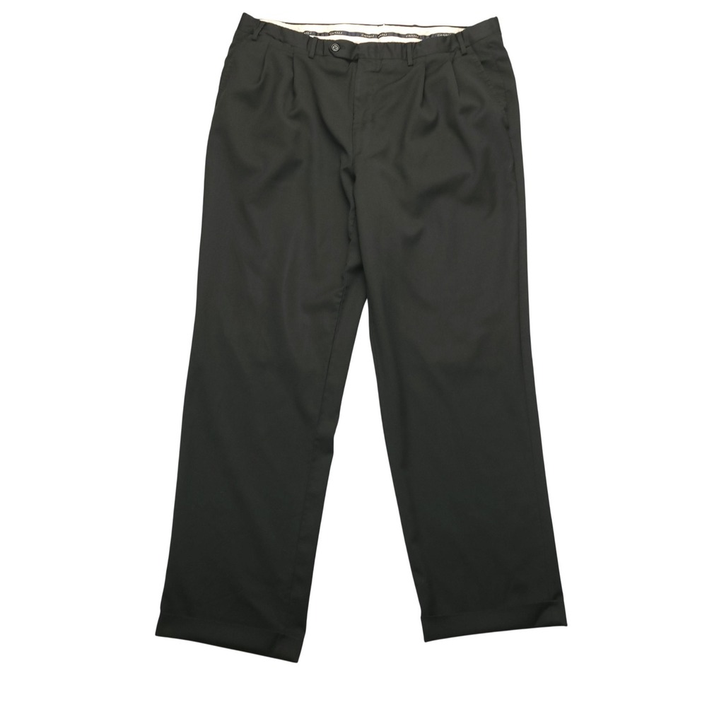 Canali Dress Pants Mens 38x30 Black Wool Pleated Cuffed Lined Classic Fit
